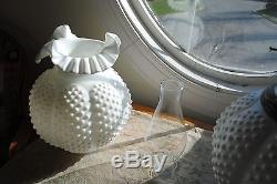 Fenton Hobnail Milk Glass Lamp Gone With The Wind Style