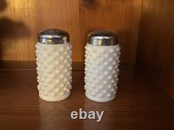 Fenton Hobnail Milk Glass Vase, Jelly Jars, Cream & Sugar Set, Salt And Pepper