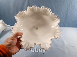Fenton Large Footed White Milk Glass Silver Crest Single One 1 Horn Epergne