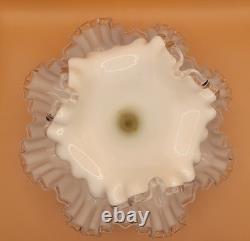 Fenton Large Footed White Milk Glass Silver Crest Single One 1 Horn Epergne 12in
