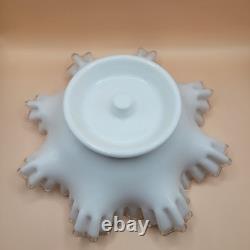Fenton Large Footed White Milk Glass Silver Crest Single One 1 Horn Epergne 12in