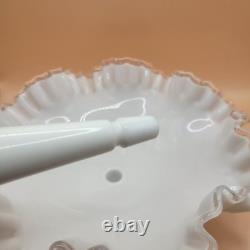 Fenton Large Footed White Milk Glass Silver Crest Single One 1 Horn Epergne 12in