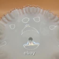 Fenton Large Footed White Milk Glass Silver Crest Single One 1 Horn Epergne 12in Fenton Large Footed White Milk Glass Silver Crest Single One 1 Horn Epergne 12in