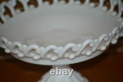 Fenton Milk Glass Backward C Lacy Edge Compote Fenton Museum Deaccessioned