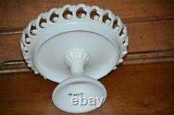 Fenton Milk Glass Backward C Lacy Edge Compote Fenton Museum Deaccessioned