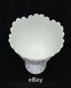 Fenton Milk Glass Daisy & Button Pattern Huge Footed Pedestal Vase 10 1/4 Tall