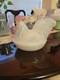 Fenton Milk Glass Glossy White Pink Hen Rooster Covered Dish Decorative 8in
