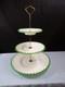 Fenton Milk Glass Green Emerald Crest 3 Tier Handled Tidbit Serving Tray Inv2