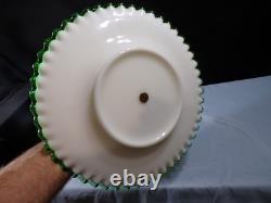 Fenton Milk Glass Green Emerald Crest 3 Tier Handled Tidbit Serving Tray INV2