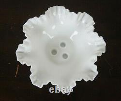 Fenton Milk Glass Hobnail 3 Horn Ruffle Epergne Centerpiece Flower Bud Vase Bowl