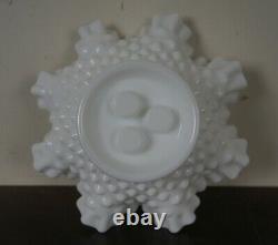 Fenton Milk Glass Hobnail 3 Horn Ruffle Epergne Centerpiece Flower Bud Vase Bowl