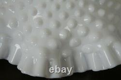 Fenton Milk Glass Hobnail 3 Horn Ruffle Epergne Centerpiece Flower Bud Vase Bowl