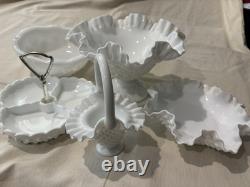 Fenton Milk Glass Hobnail Collection 5 Pieces