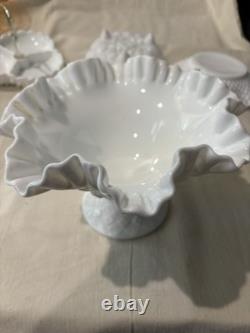 Fenton Milk Glass Hobnail Collection 5 Pieces