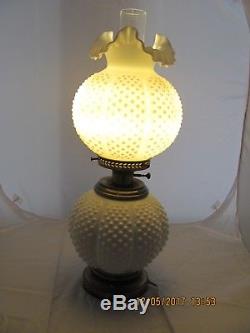 Fenton Milk Glass Hobnail GWTW 3 way lamp. Gorgeous