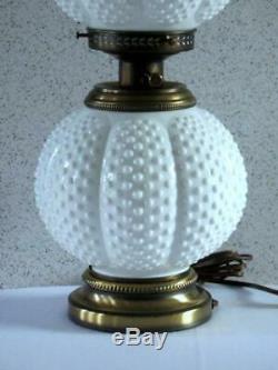 Fenton Milk Glass Hobnail Gone With The Wind (gwtw) Double Globe Electric Lamp