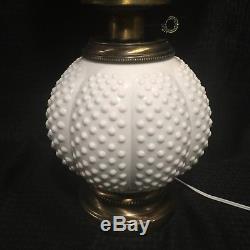 Fenton Milk Glass Hobnail Lamp Gone With the Wind White Vintage