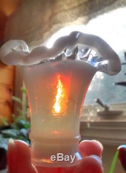 Fenton Milk Glass Opalescent Mini Vase Toothpick Holder Crystal Crest Tri Rim