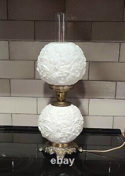 Fenton Milk Glass Poppy GWTW Lamp Nice