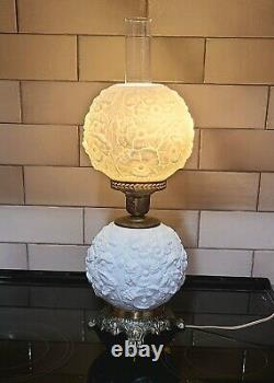 Fenton Milk Glass Poppy GWTW Lamp Nice