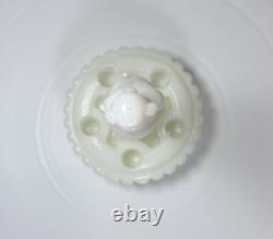 Fenton Milk Glass September Morn Nymph with Pink Tint & White Flower Frog Vintage
