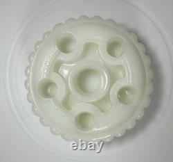Fenton Milk Glass September Morn Nymph with Pink Tint & White Flower Frog Vintage