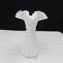 Fenton Milk Glass Silver Crest Wheat Vase 1961 W17