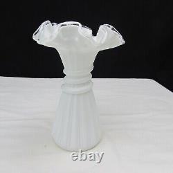 Fenton Milk Glass Silver Crest Wheat Vase 1961 W17