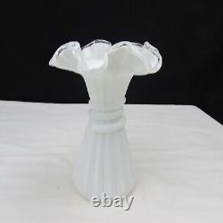 Fenton Milk Glass Silver Crest Wheat Vase 1961 W17