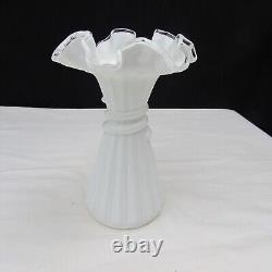 Fenton Milk Glass Silver Crest Wheat Vase 1961 W17