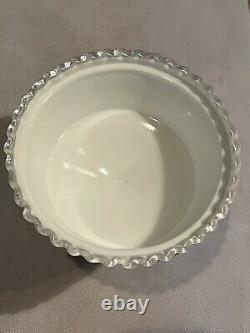 Fenton Milk Glass Silvercrest Footed Covered Candy Dish Hand Painted/SIgned