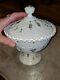 Fenton Milk Glass Silvercrest Footed Covered Candy Dish Hand Painted Violets