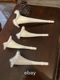 Fenton Milk Glass Silvercrest Silver Crest 4 Horn Epergne Vintage Original USA