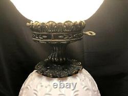 Fenton Milk Glass Spanish Lace Double Globe Gwtw Lamp-very Hard To Find