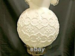 Fenton Milk Glass Spanish Lace Double Globe Gwtw Lamp-very Hard To Find