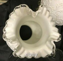 Fenton Milk Glass Spanish Lace Double Globe Gwtw Lamp-very Hard To Find