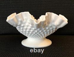 Fenton Milk Glass White Hobnail 10 1/2 Footed Bowl Cottagecore Modern Farmhouse