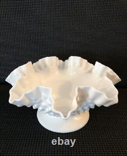 Fenton Milk Glass White Hobnail 10 1/2 Footed Bowl Cottagecore Modern Farmhouse