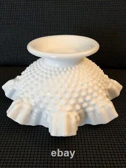 Fenton Milk Glass White Hobnail 10 1/2 Footed Bowl Cottagecore Modern Farmhouse