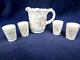 Fenton Mini 5 Pc. Water Pitcher Set Iridized Milk Glass Hand Painted 2000