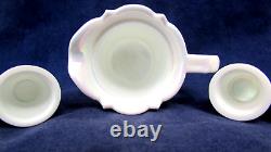 Fenton Mini 5 pc. Water Pitcher Set Iridized Milk Glass Hand Painted 2000