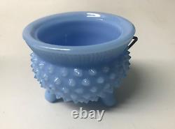 Fenton Pastel Milk Glass Hobnail 3 Footed Small Mustard Kettle Cauldron Bowl