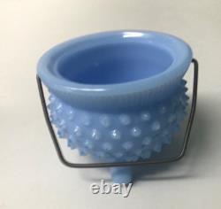 Fenton Pastel Milk Glass Hobnail 3 Footed Small Mustard Kettle Cauldron Bowl