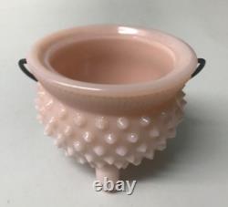 Fenton Pastel Milk Glass Hobnail 3 Footed Small Mustard Kettle Cauldron Bowl