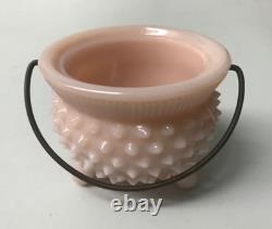 Fenton Pastel Milk Glass Hobnail 3 Footed Small Mustard Kettle Cauldron Bowl