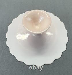 Fenton Pink Milk Glass Cake Stand Pedestal Spanish Lace 60s 13 wide 5 tall