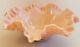 Fenton Pink /peach Milk Glass Hobnail Ruffle Edge Bowl Serving Fruit 9.5 Wide
