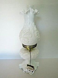 Fenton Poppy White Milk Glass Kerosene/Oil Lamp