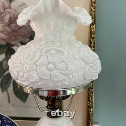 Fenton Poppy White Milk Glass Student Table Lamp