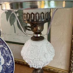 Fenton Poppy White Milk Glass Student Table Lamp
